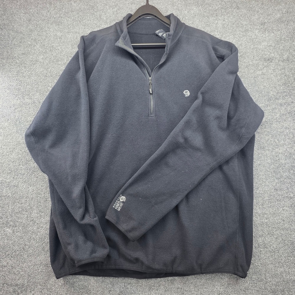 Mountain Hardwear Mens XXL Black Fleece Quarter Zip Pullover Sweater Mock Neck